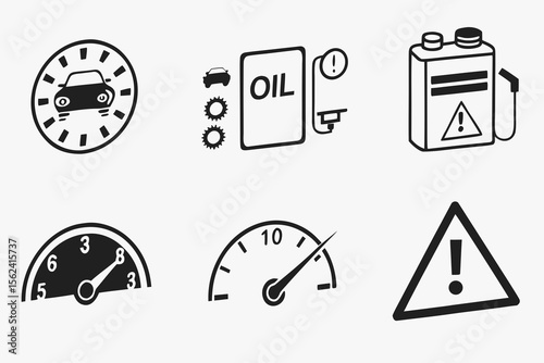 Fuel and oil gauges are depicted in black and white icons