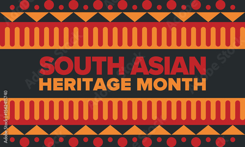 South Asian Heritage Month. Celebrate the diverse cultures and histories of South Asia. Traditional pattern. Creative art poster. Vector illustration