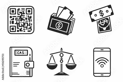 Finance and technology icons isolated on white background