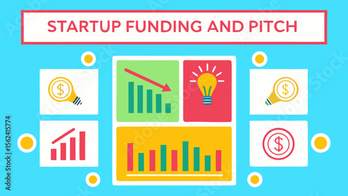 Startup Funding and Pitch Deck: Flat Design Infographic Illustrating Investment, Growth, and Idea Generation for Business Presentations and Marketing Materials.