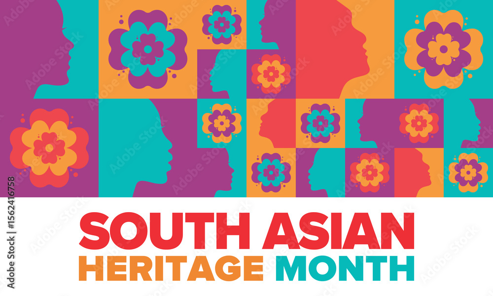 Fototapeta premium South Asian Heritage Month. Celebrate the diverse cultures and histories of South Asia. Traditional pattern. Creative art poster. Vector illustration