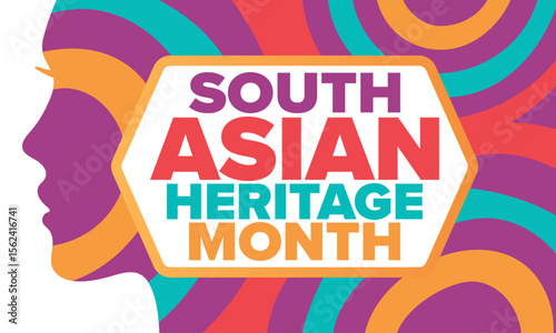 South Asian Heritage Month. Celebrate the diverse cultures and histories of South Asia. Traditional pattern. Creative art poster. Vector illustration