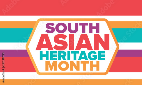 South Asian Heritage Month. Celebrate the diverse cultures and histories of South Asia. Traditional pattern. Creative art poster. Vector illustration