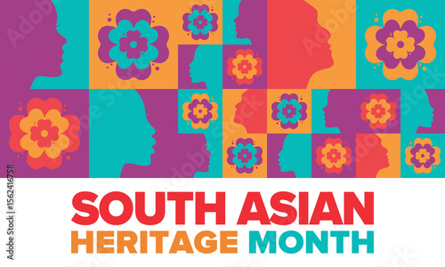 South Asian Heritage Month. Celebrate the diverse cultures and histories of South Asia. Traditional pattern. Creative art poster. Vector illustration