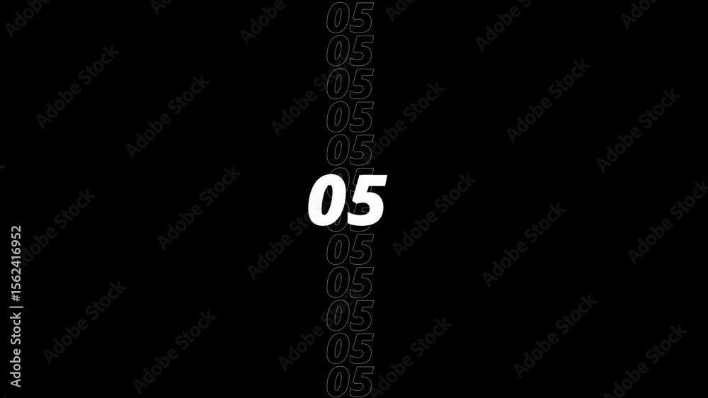 Horizontal countdown timer from 10 to 0 with stretch effect and glitchy end graphic, can be cut.