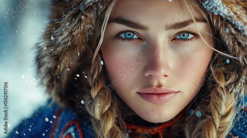 Wallpaper Mural Woman, winter, snow, portrait, forest, eyes, beauty, cold, fashion, editorial Torontodigital.ca
