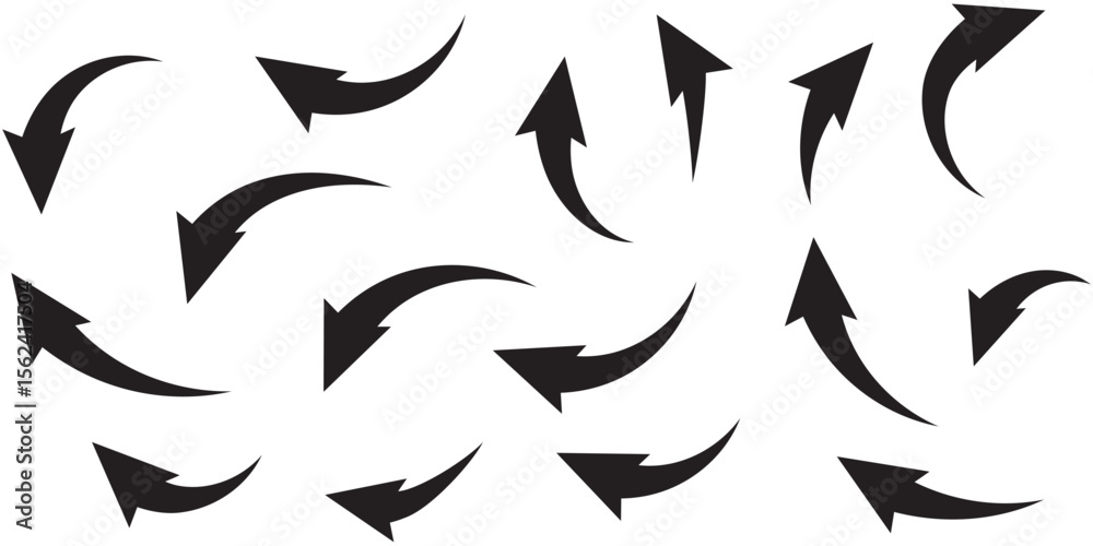 Fototapeta premium Black arrows icon vector set. Bold arrow symbol curved flat design. EPS 10