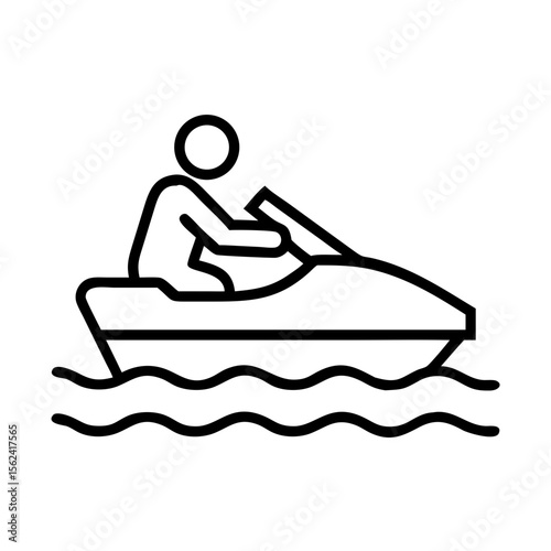 Jet ski icon vector illustration, personal watercraft outline graphic for summer recreation design use, pwc