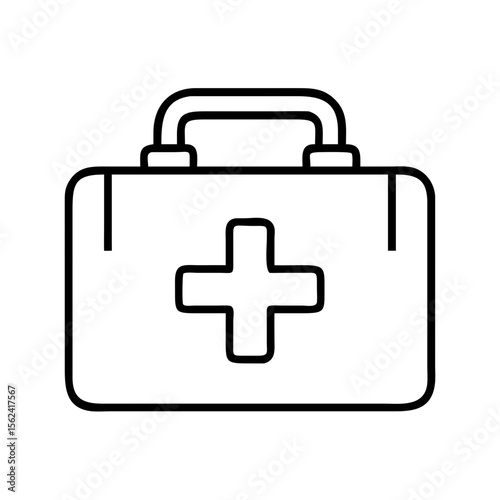 First aid kit vector icon, medical emergency case, healthcare symbol, first aid box outline drawing