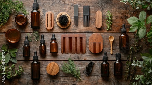 Wallpaper Mural Wooden Beard Care Kit on Rustic Table Torontodigital.ca