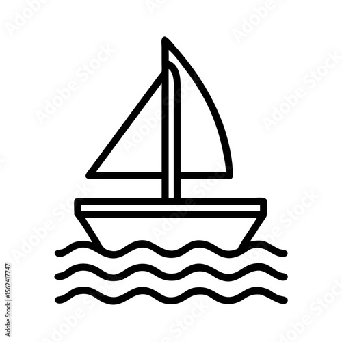 Simple vector illustration of a sailboat on the water for nautical themed designs and summer vacation projects