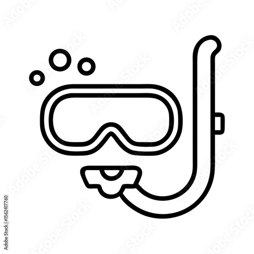 Snorkel gear vector icon for diving and swimming underwater adventure equipment outline illustration
