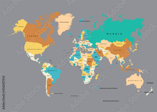 World Map Political Vector Illustration 