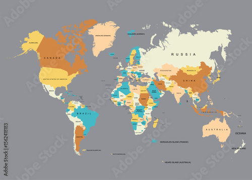 Clean Earth Map with Country Divisions