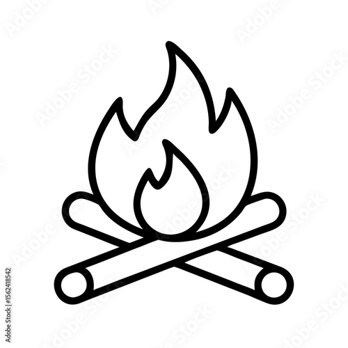 Campfire illustration vector graphic design for camping bonfire outdoor fire flame heat logs wood icon