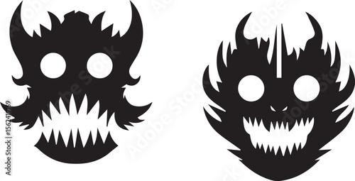 Skull Black and White Vector illustration silhouette 