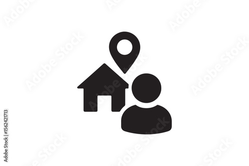 Home Location human icon Silhouette in White background