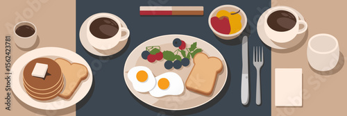 Father’s Day breakfast plate with pancakes, eggs, and coffee – Ideal for food blogs, holiday content, or morning celebration ideas