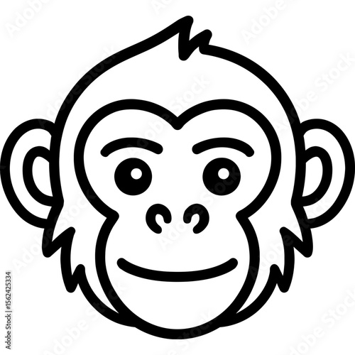 Monkey face outline icon vector