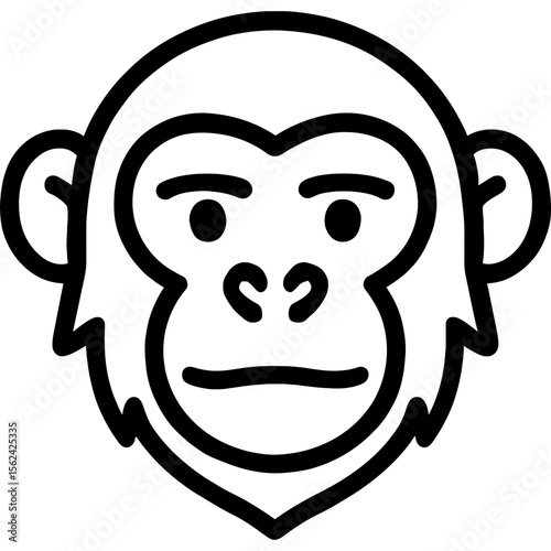 Monkey face outline icon vector