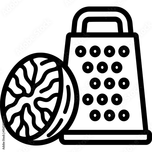 Nutmeg spice outline icon vector