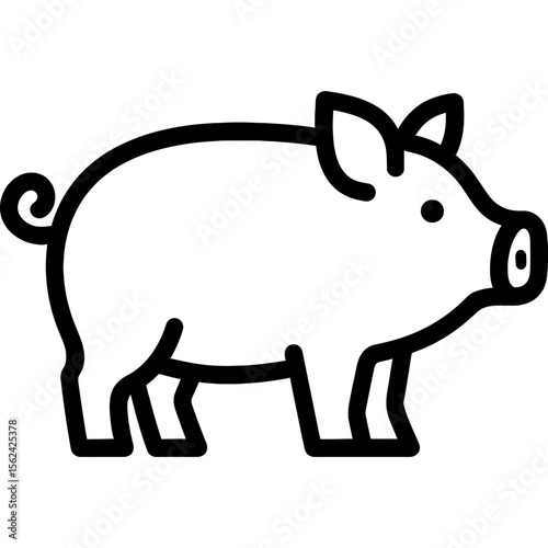 Pig side view outline icon vector