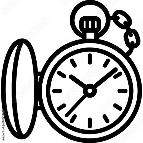 Vintage pocket watch outline icon vector