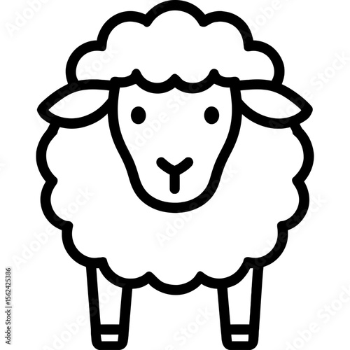 Sheep front view outline icon vector