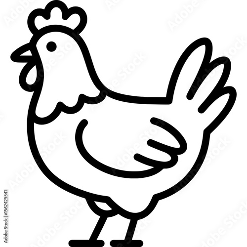Chicken standing outline icon vector