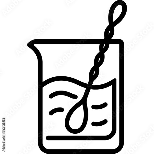 Cocktail mixing glass with spoon outline icon vector