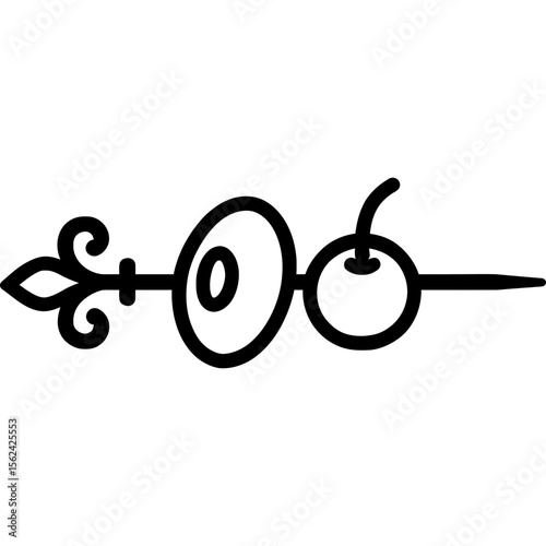 Cocktail pick with garnish outline icon vector
