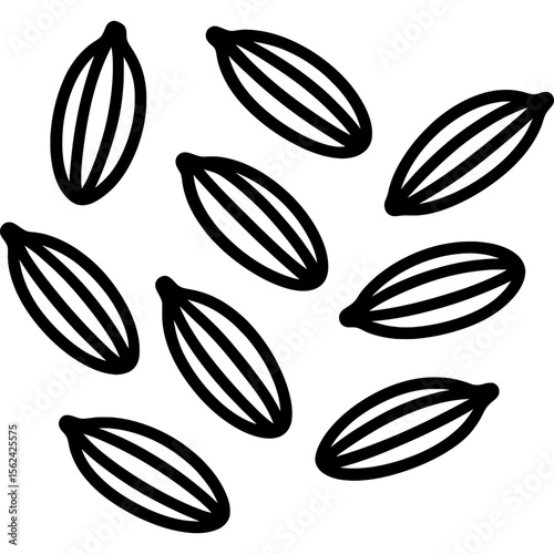 Cumin seeds outline icon vector