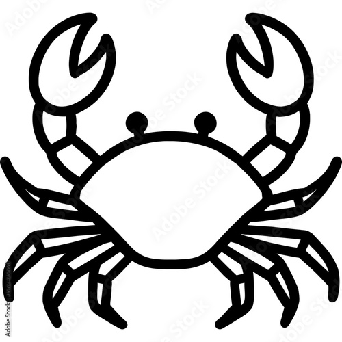 Crab with claws outline icon vector