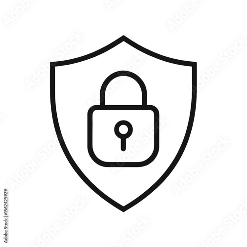 Shield with lock symbol for data protection and security  