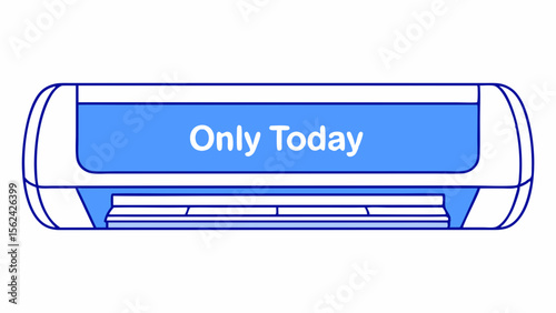 Vector illustration of an air conditioning unit with a limited-time offer label, seasonal promotion design