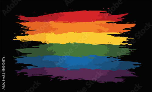 Vector design with decorative drawing of torn lgbt 
flag of rainbow stripe is fluttering in wind. 
Fashion t-shirt print. Pride proud parade pattern 
for textiles, fabric, clothing.