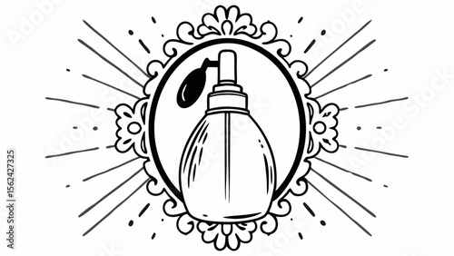 Vintage-style vector illustration of a perfume bottle, decorative fragrance design