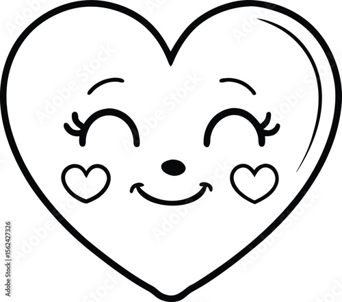 Adorable smiling heart with closed eyes expressing happiness and contentment isolated on white background isolated on transparent background