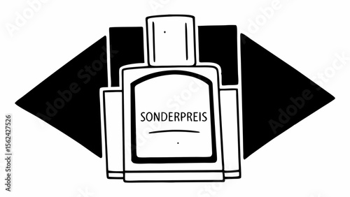 Vector illustration of a perfume bottle with discount label, fragrance marketing design
