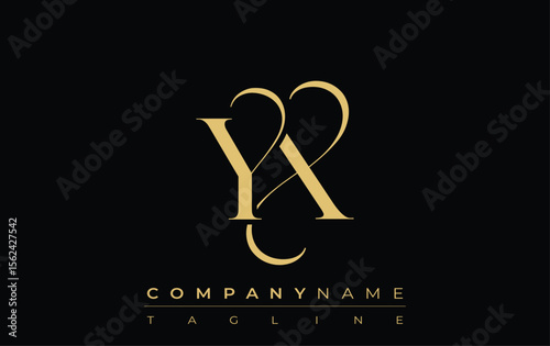 YX Abstract Creative Jewelry Logo. A stylish logo featuring golden monogram initials in an elegant and modern typography, perfect for branding