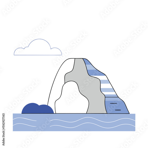 Rock icon with mountain background