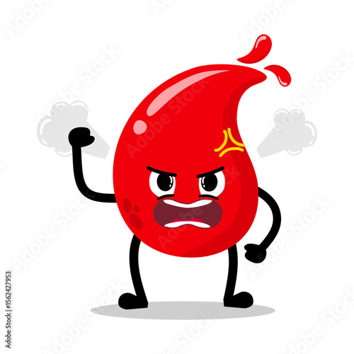 Cute Hand Drawn Furious Mad Red Blood Drop