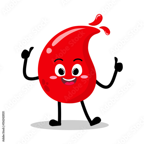 Cute Hand Drawn Red Blood Drop Give Thumbs Up