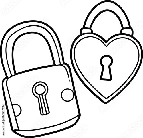 Heart shaped padlock and key set symbolizing love security and commitment isolated on white background isolated on transparent background
