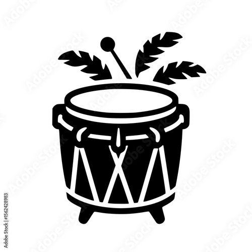 Minimalist Black SVG Silhouette of a Samba Drum for Brazilian Carnival and Music-Themed Design Projects