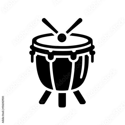 Minimalist Black SVG Silhouette of a Samba Drum for Brazilian Carnival and Music-Themed Design Projects