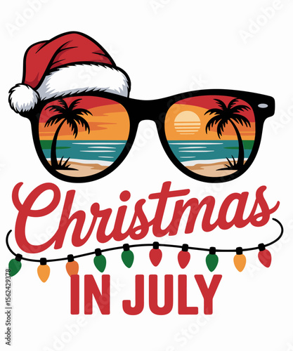 Christmas in july with sunglasses santa hat for summer xmas