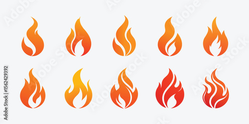 Vector Fire Flame Icon Bundle Illustration