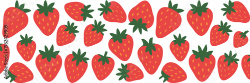 Pattern of strawberries in vector icon set – Suitable for textile design, wallpaper themes, or fruit-themed branding