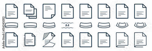 Vector paper icons with various formats and textures – Ideal for office software, stationery branding, or document-related graphics